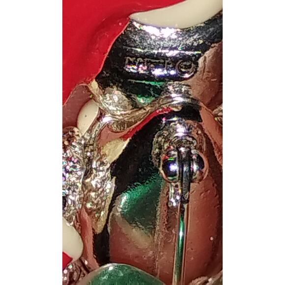 Vintage Christmas Napier Signed Articulated Teddy Bear Brooch Pin - Picture 4 of 4